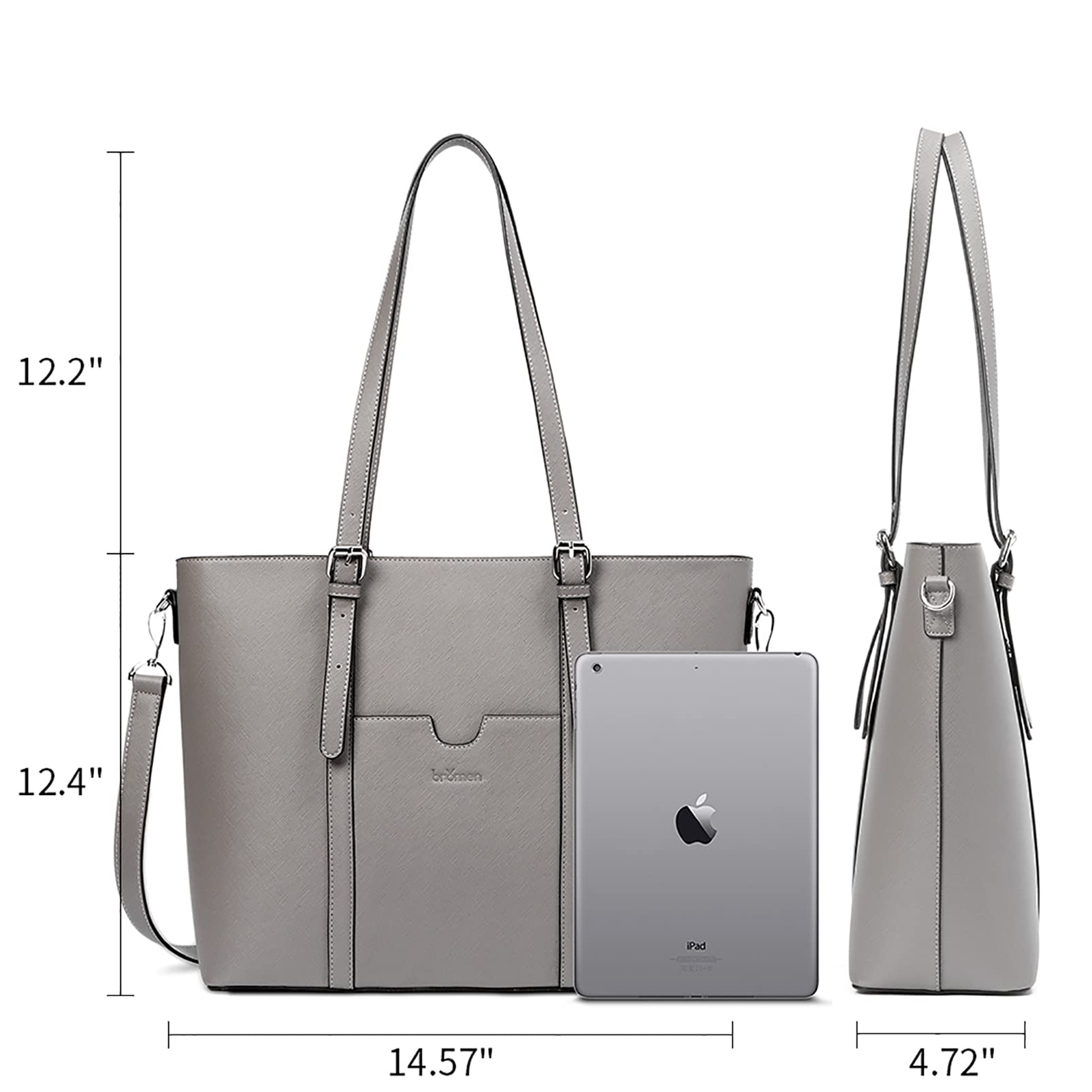 Telena 15.6 Inch Leather Laptop Tote Bag for Women - Stylish Shoulder Briefcase with Large Capacity - Perfect for Work, Business Meetings & Travel