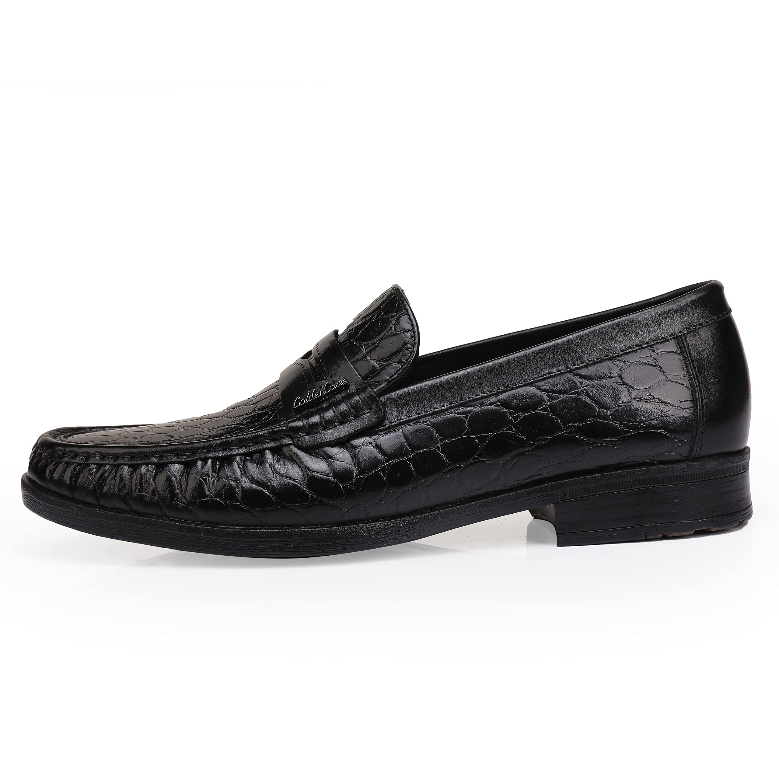 Premium Men's Leather Penny Loafers - Crocodile Print Formal Dress Shoes - Comfortable Slip-On Loafers for Business & Wedding - Ideal for Office, Parties & Special Occasions