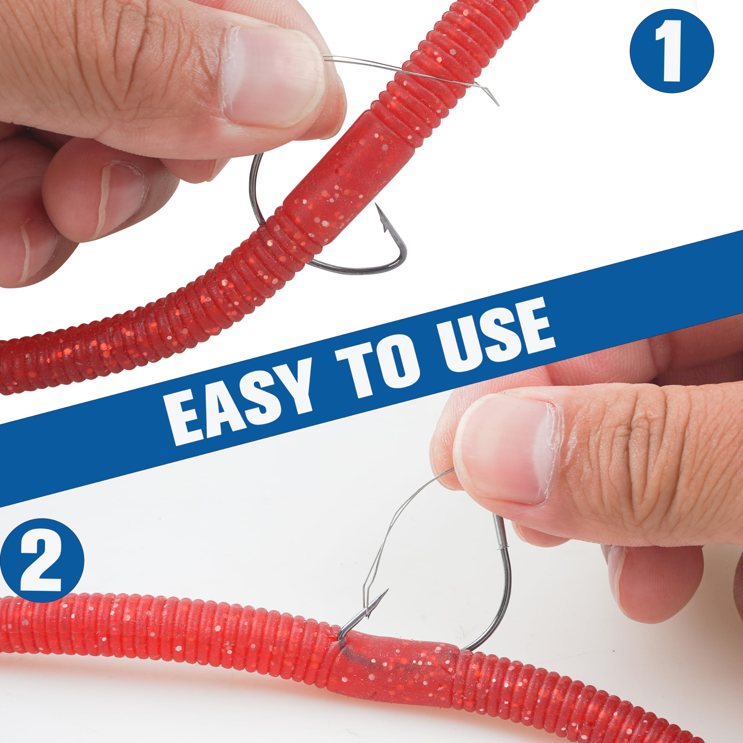 Wacky Rig Hooks - Wide Gap Weedless Bass Fishing Hooks - Stainless Steel Worm Hooks for Wacky Rig & Neko Rig - Perfect for Freshwater Bass Fishing in Lakes and Rivers