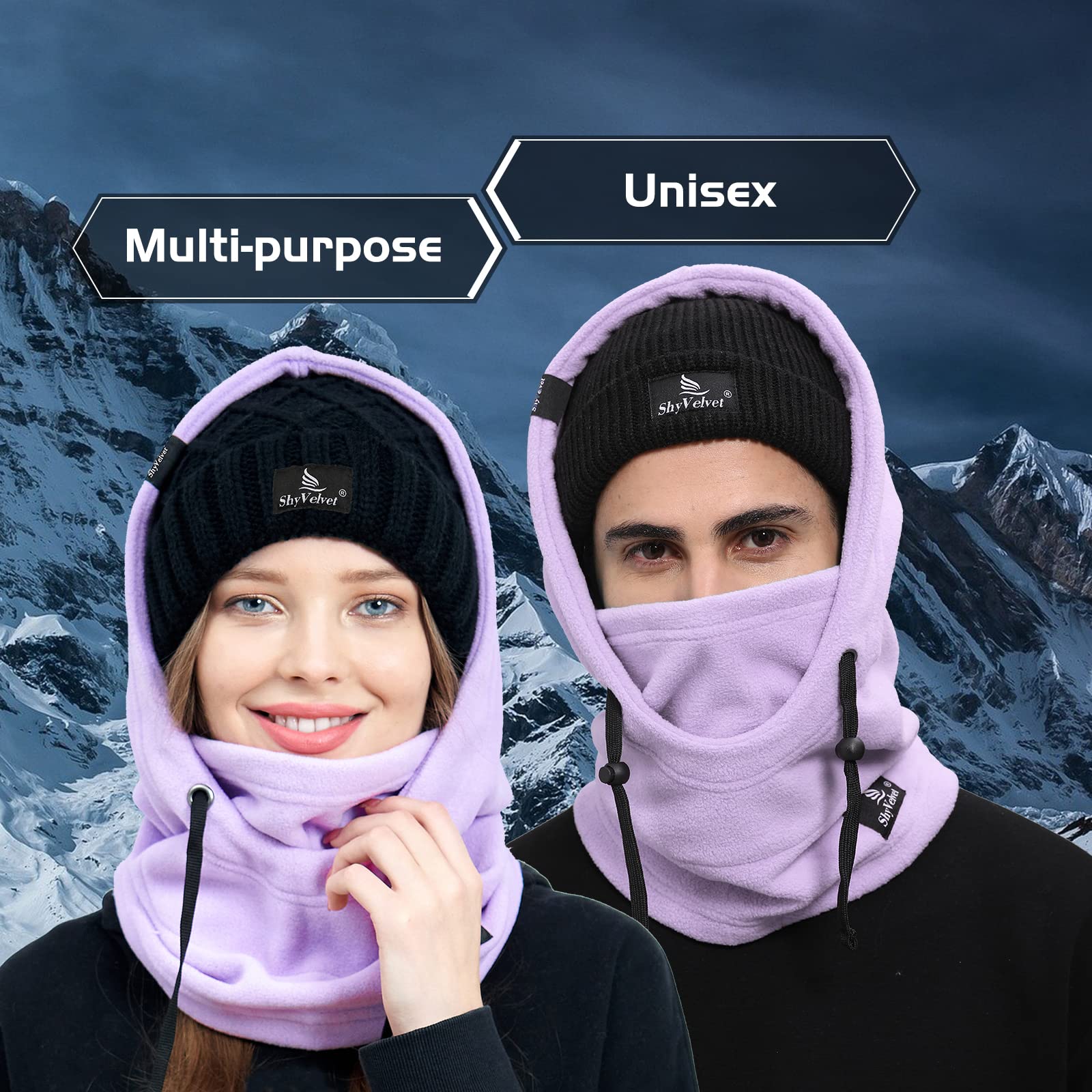 Shy Velvet Cold Weather Fleece Balaclava Ski Mask - Windproof Winter Face Cover for Men & Women - Perfect for Skiing, Snowboarding, Motorcycling & Outdoor Activities