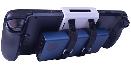 Steam Deck Battery Mount Holder - White Accessory for Extended Gaming Sessions | Perfect for Travel, Commuting & Long Gaming Marathons