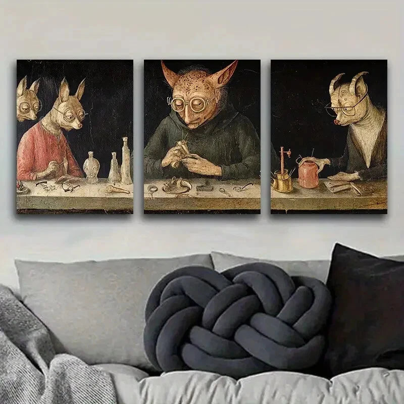 3-Piece Classic Modern Metal Wall Art Prints - Ready to Hang Creative Studio Decor for Living Room, Bedroom & Office