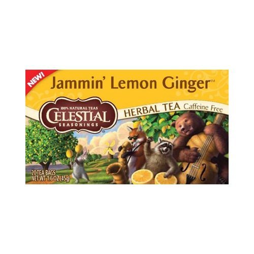 Celestial Seasonings Jammin Lemon Ginger Herbal Tea - 20 Tea Bags (Case of 6) | Caffeine-Free, Natural Ingredients | Perfect for Relaxation, Cold Relief & Immune Support
