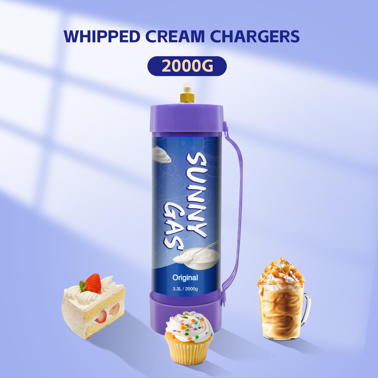 Premium 3.3L/2000g Whipped Cream Charger Kit - Food Grade Stainless Steel Cream Dispenser with Professional Nozzle (2 Tanks Included) - Perfect for Home Baking, Coffee Shops & Dessert Decorating