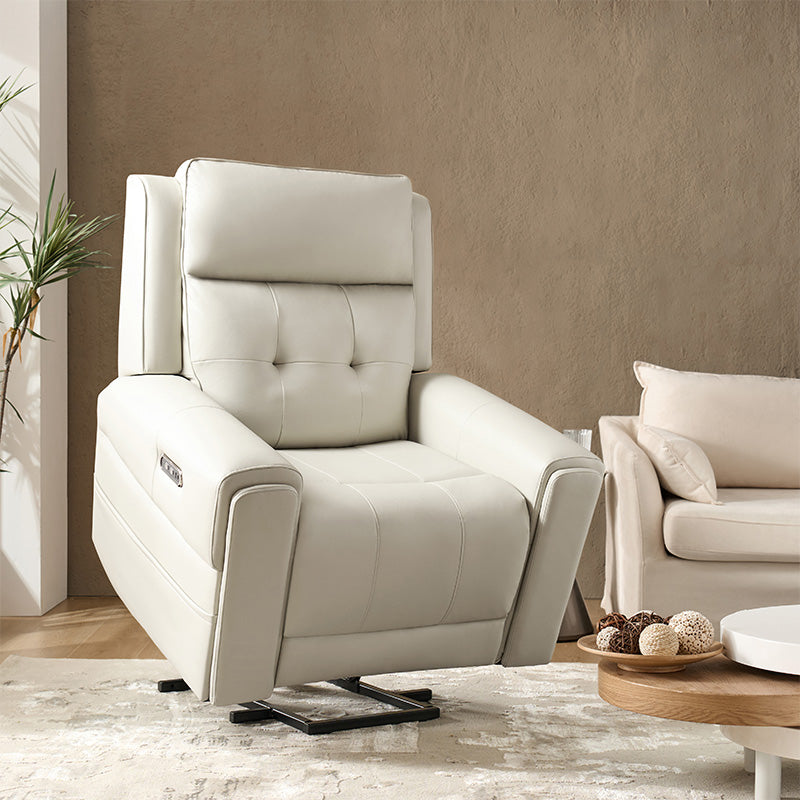 Horace Lift Support Deluxe Power Recliner Chair - Electric Massage Reclining Sofa with USB Charger & Cup Holders - Perfect for Living Room, Home Theater & Elderly Comfort
