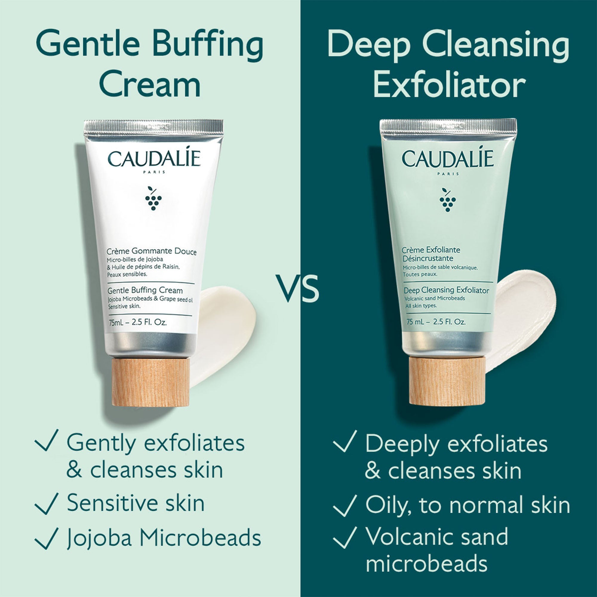 Caudalie Deep Exfoliating Cleanser - Gentle Face Scrub for Smooth Skin | Exfoliating Facial Wash for Glowing Complexion | Perfect for Daily Skincare Routine & Acne-Prone Skin