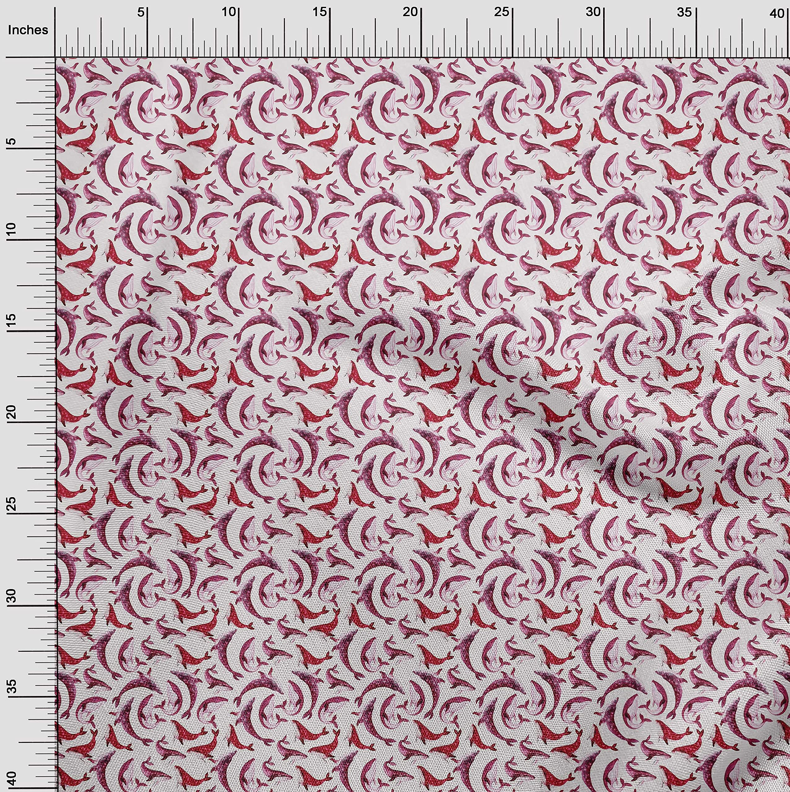 Velvet Pink Whale Print Fabric by The Yard - 58 Inch Wide DIY Sewing Material for Clothing, Quilting & Home Decor | Soft & Durable Cotton Fabric for Crafts, Apparel & Upholstery