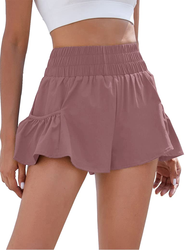 BMJL Women's High Waisted Athletic Running Shorts - Quick Dry Workout Gym Shorts with Pockets - Perfect for Yoga, Jogging & Casual Wear