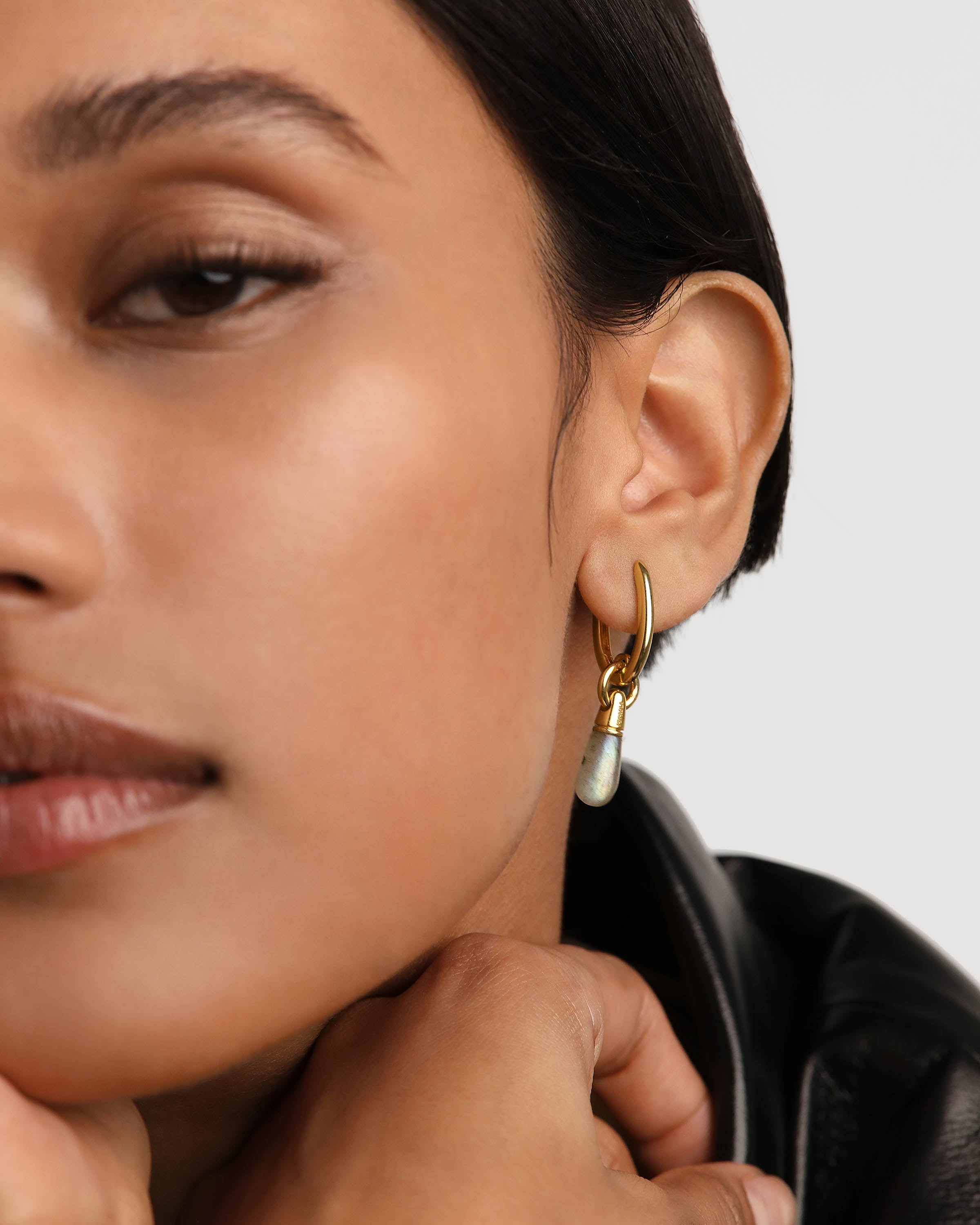 Labradorite Jupiter Single Hoop Earrings - Genuine Labradorite Gemstone Dangle Earrings for Women | Perfect for Boho, Festival & Everyday Wear