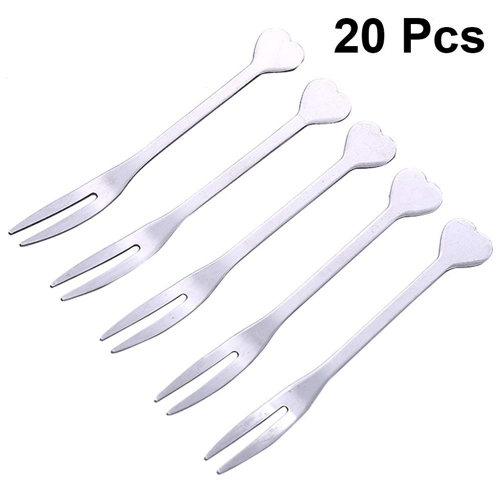 20-Piece Stainless Steel Fruit Forks & Picks Set - Reusable Party Appetizer Skewers for Cheese, Desserts, and Cocktails