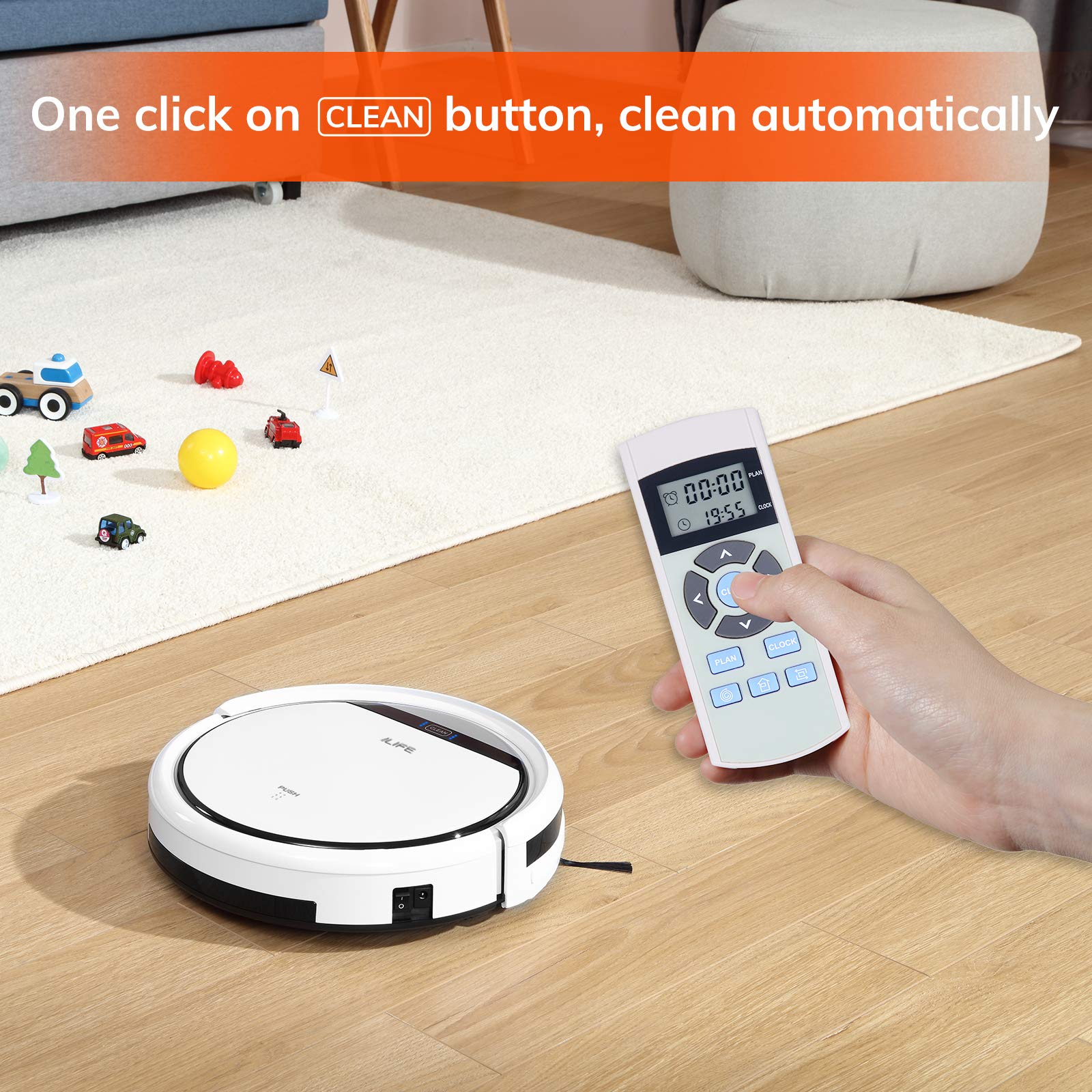 ILIFE V3s Pro Robot Vacuum Cleaner with Tangle-Free Suction | Slim, Self-Charging Robotic Vacuum | Daily Schedule Cleaning | Ideal for Pet Hair, Hard Floors & Low Pile Carpets | Pearl White | Perfect for Smart Home Cleaning & Pet Owners