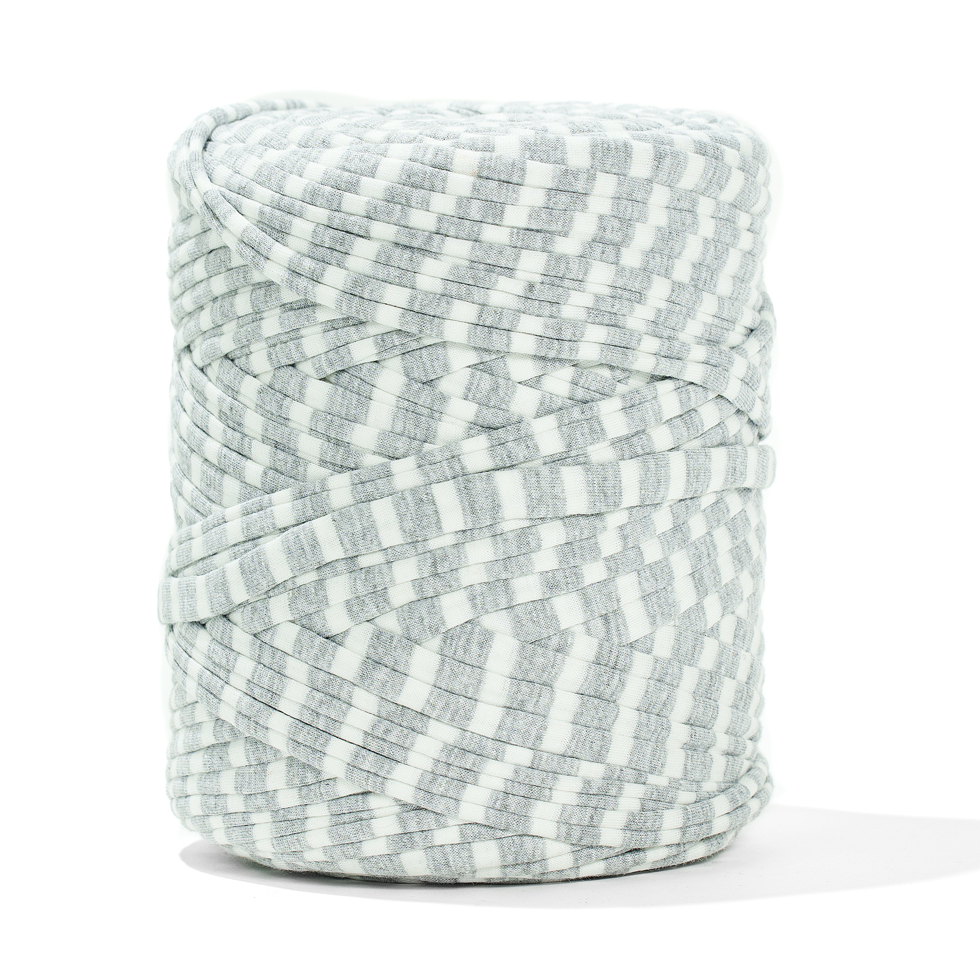 Eco-Friendly Printed Recycled T-Shirt Fabric Yarn - Geometric Gray Design for Knitting, Crocheting & DIY Crafts