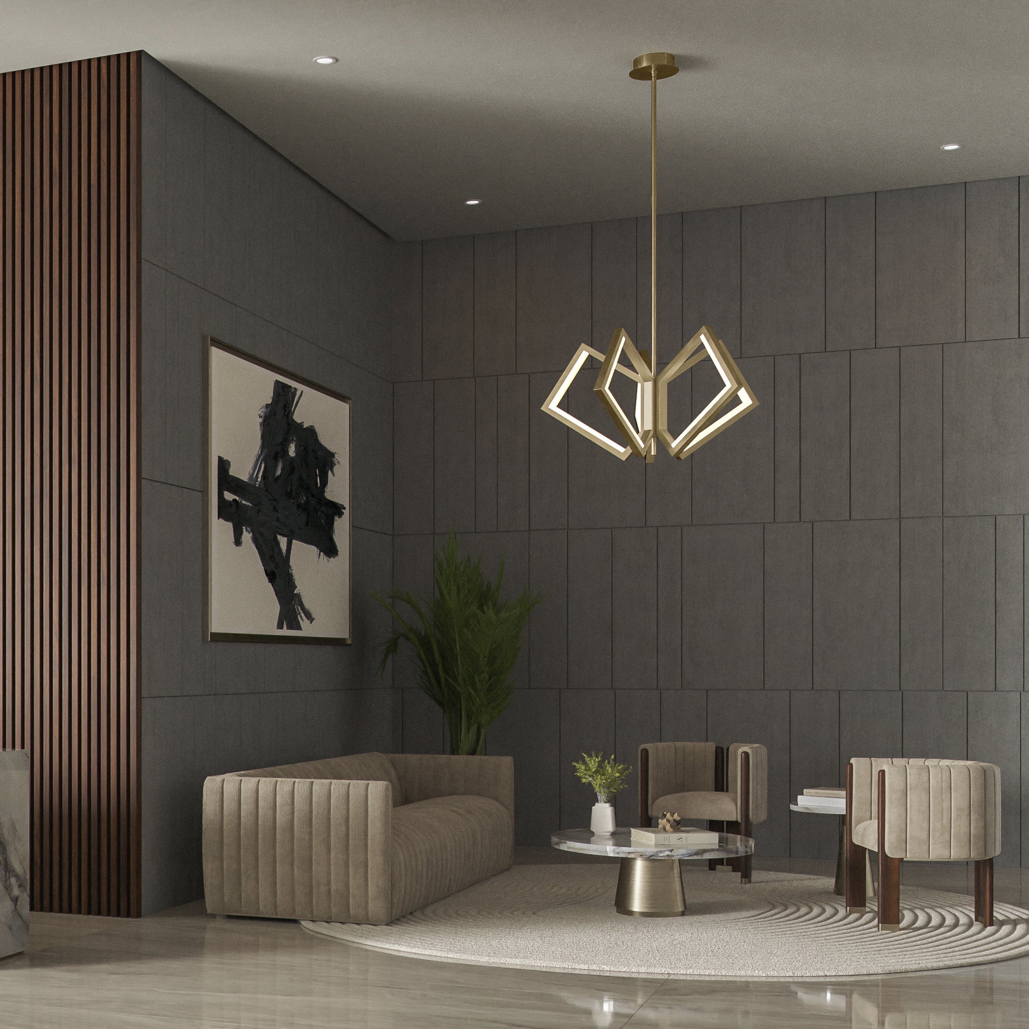 Oxygen ACADIA 3 6143 40 Modern LED 30-Inch Chandelier - 3000K Warm White Light - Aged Brass Finish - Perfect for Dining Room, Living Room & Bedroom Lighting