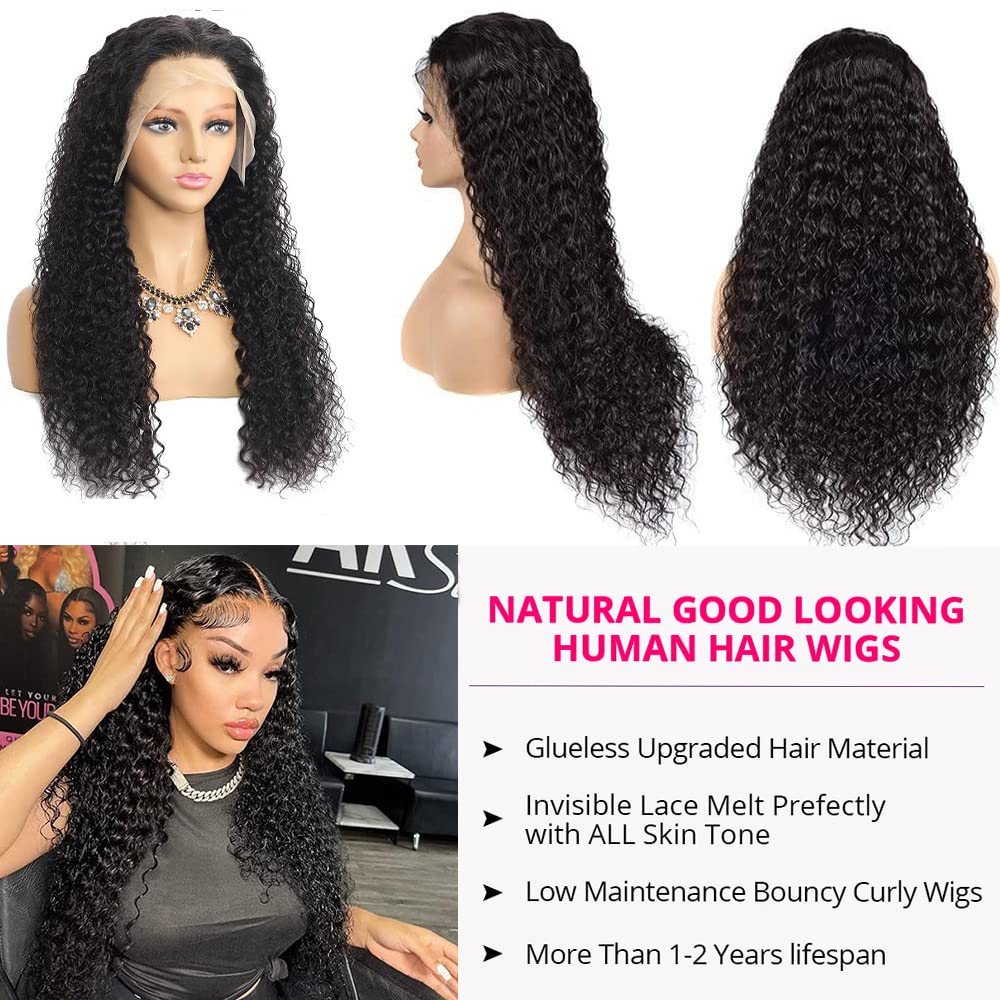 QinMei 13x4 Deep Wave Human Hair Lace Front Wig - Brazilian Virgin Hair for Black Women | Pre Plucked Bleached Knots with Baby Hair | 180% Density 26 Inch | Natural Color | Perfect for Daily Wear, Parties & Special Occasions