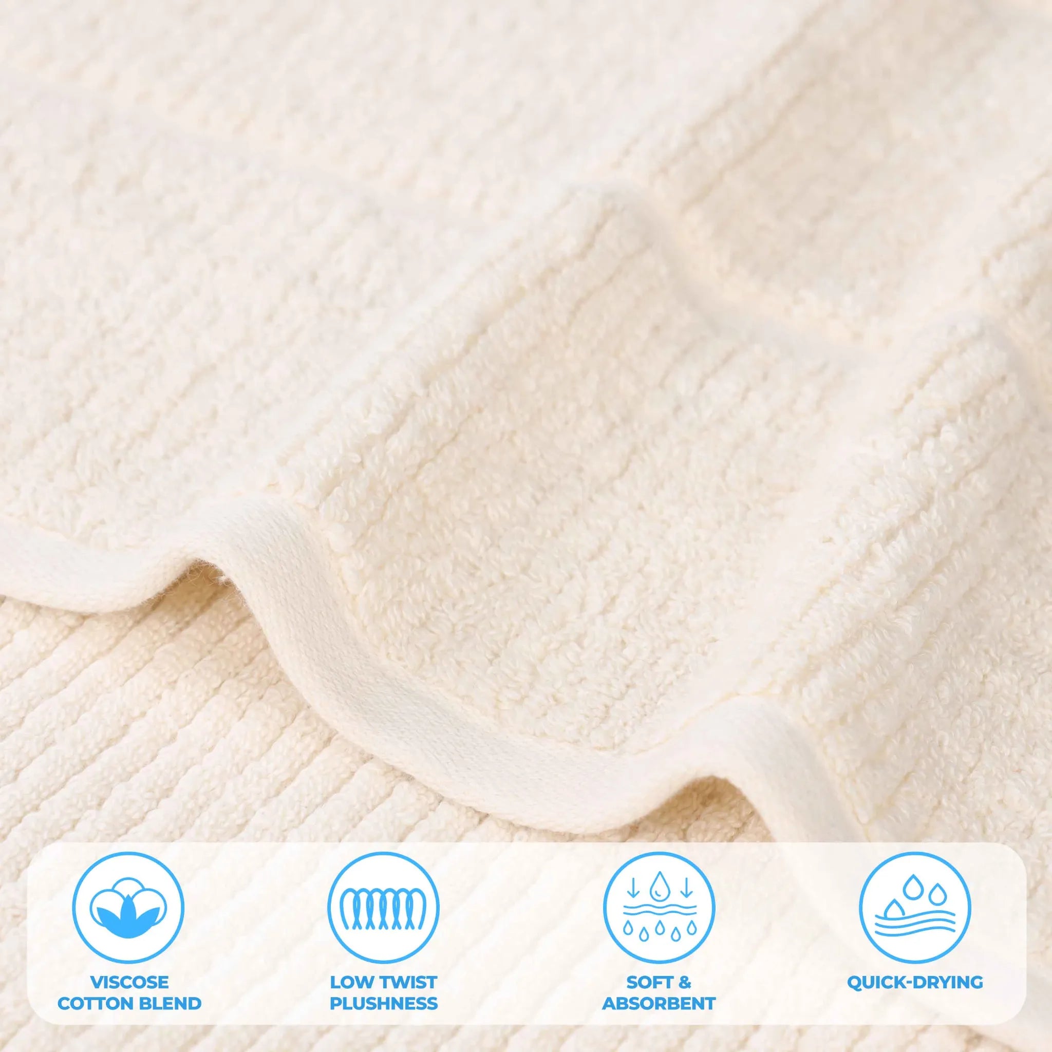 Milo Smart Twist Viscose Cotton Blend 3-Piece Towel Set - Soft, Absorbent Bath Towels for Spa, Bathroom & Home Decor (Beige, 30x60 Inches) - Perfect for Luxury Bathing, Guest Towels & Gift Sets