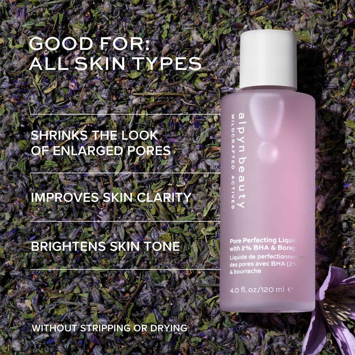 2% BHA + Borage Oil Pore Perfecting Liquid - Exfoliating Facial Treatment for Blackheads & Acne - Perfect for Oily & Combination Skin Care Routine