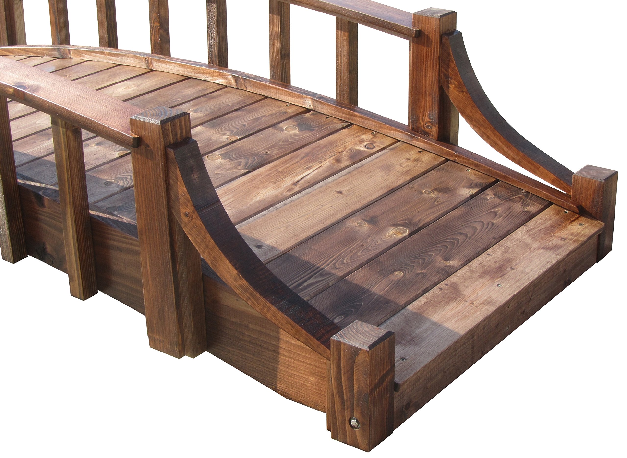 8ft Brown Wooden Garden Bridge for Country Landscaping - Perfect for Backyard, Pond, or Creek Decoration