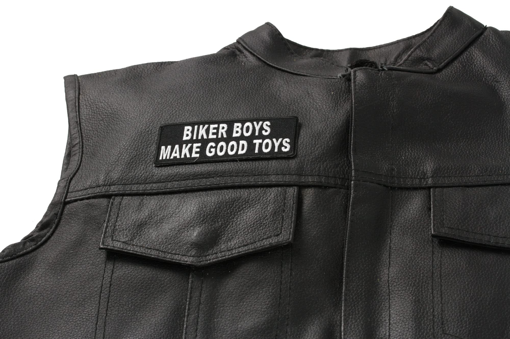 Biker Boys Make Good Toys Iron-On Patch - Motorcycle Saying Embroidered Patches for Jackets, Vests & Bags - Perfect for Biker Gangs, Motorcycle Clubs & Road Trips