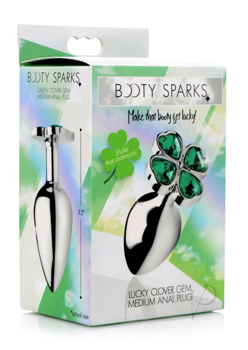 Booty Sparks Lucky Clover Gem Medium Anal Plug - Green | Comfortable Silicone Butt Plug for Women & Men | Perfect for Couples Play, BDSM & Sensual Enhancement