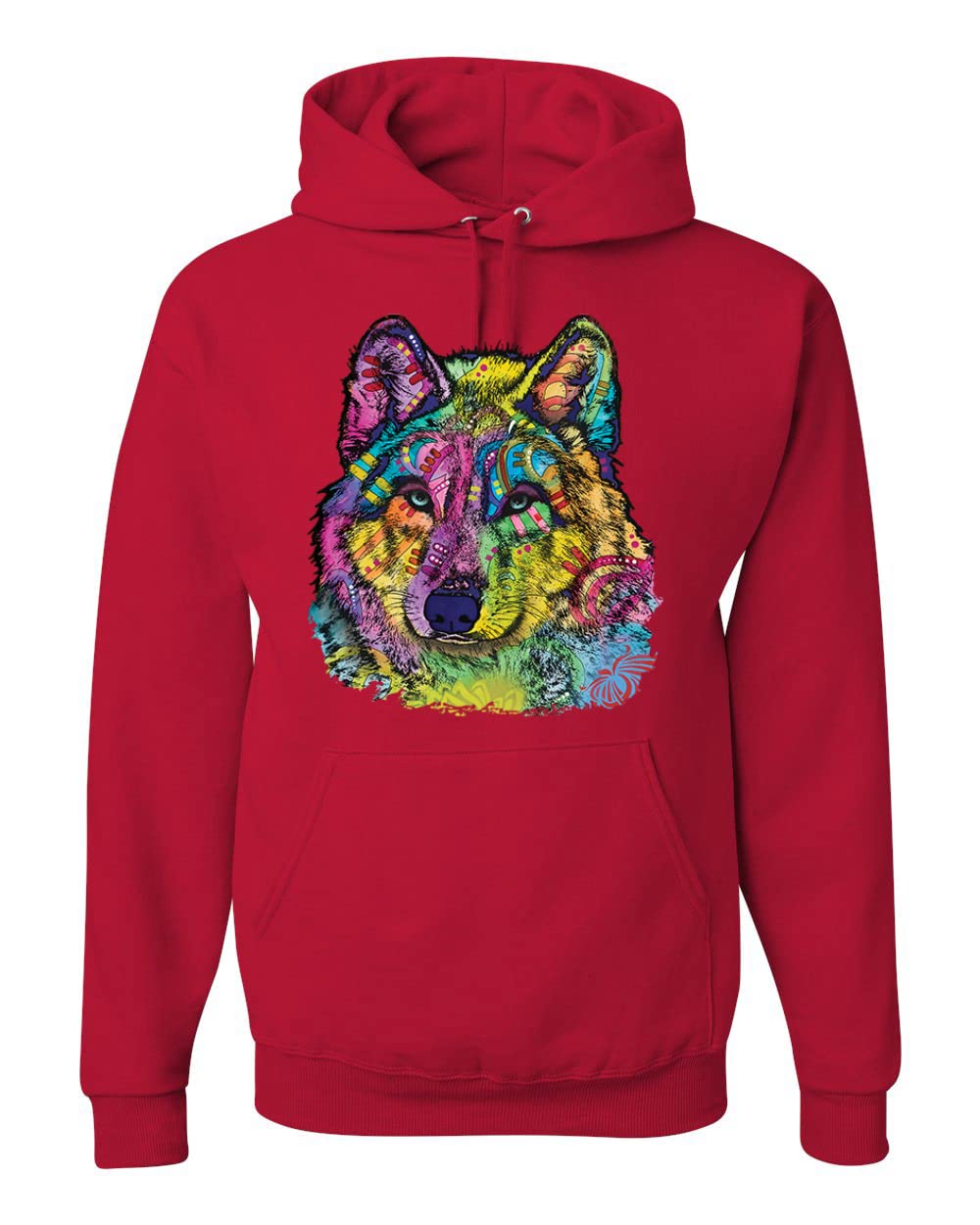 Dean Russo Majestic Neon Arctic Wolf Graphic Hoodie - Unisex Art Animal Lover Sweatshirt | Perfect for Casual Wear, Street Fashion & Wolf Lovers Gifts