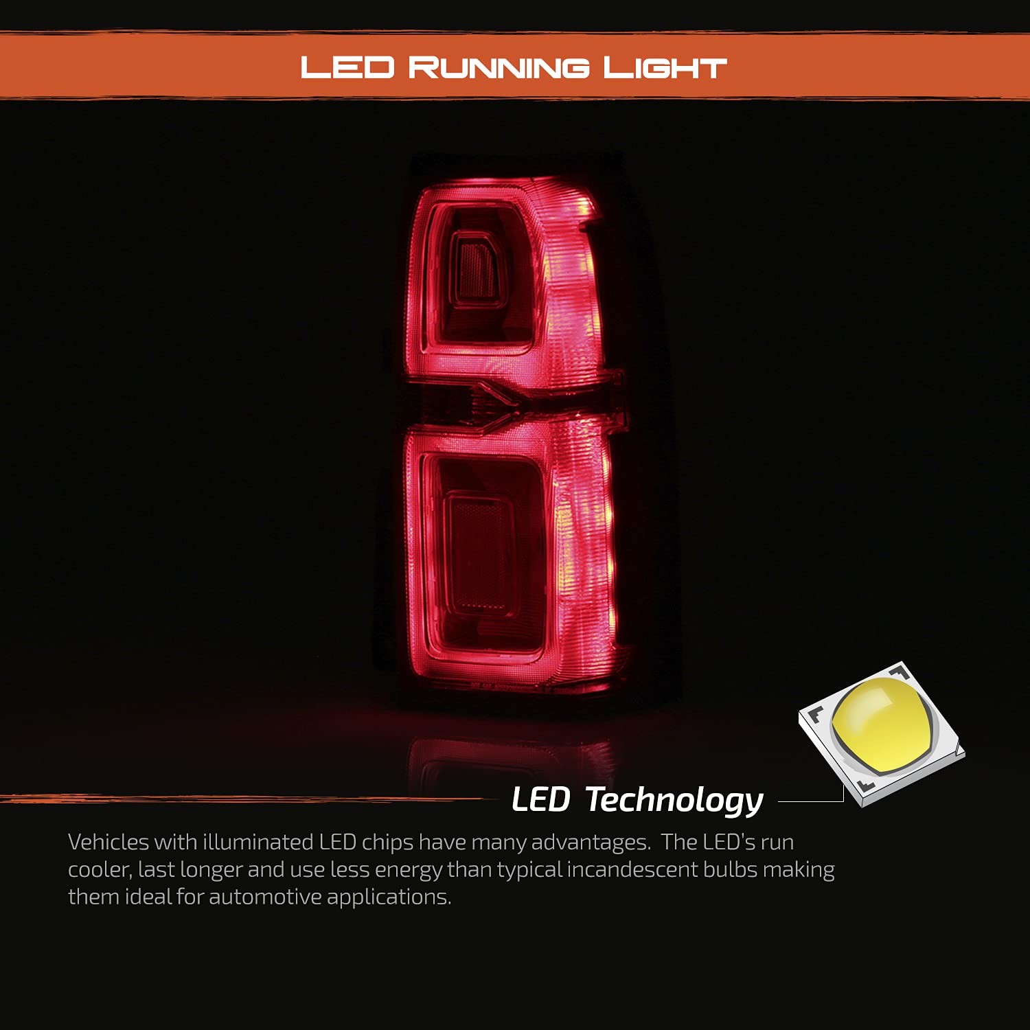 AKKON LED Tail Lights for 2015-2020 Chevy Suburban & Tahoe - Red Chrome Running Brake Lamps (Driver & Passenger Side Pair) - Upgrade Your Pickup's Style & Safety for Night Driving & Off-Road Adventures