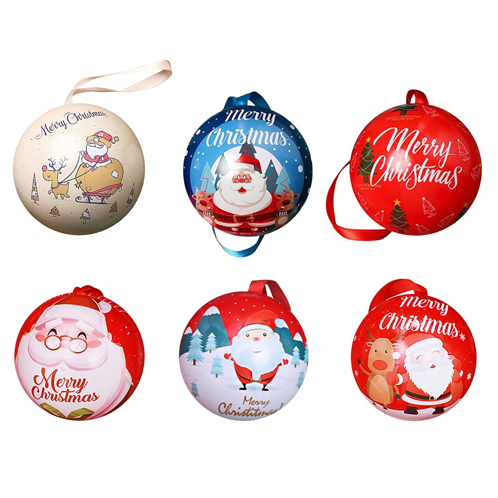 Creative Christmas Candy Storage Jar - Round Tinplate Ball Chocolate Candy Box for Christmas Tree Decorations, Holiday Party Favors & Festive Gift Giving