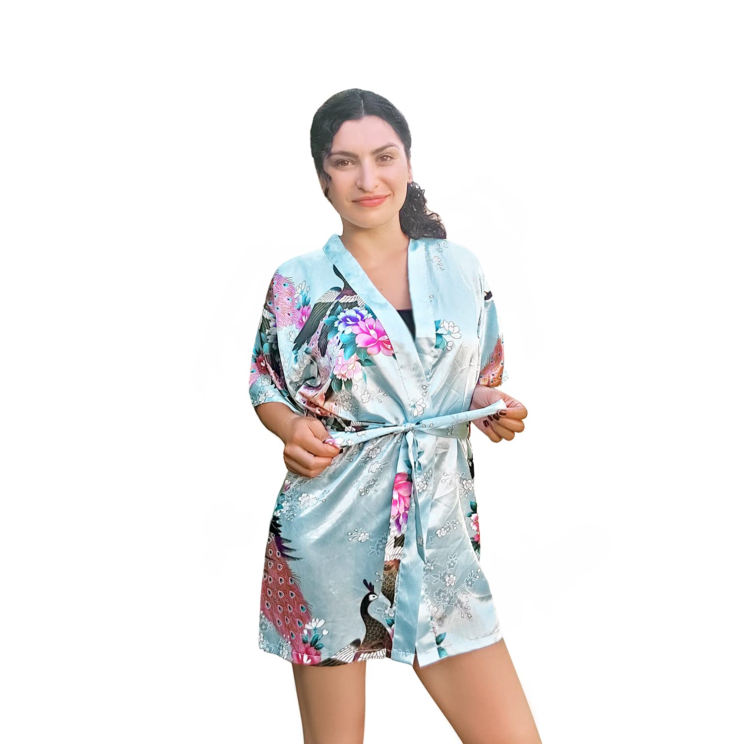 Women's Floral Silk Kimono Robe - Lightweight Summer Cover Up, Sizes 2-18 | Perfect for Beach, Poolside & Loungewear