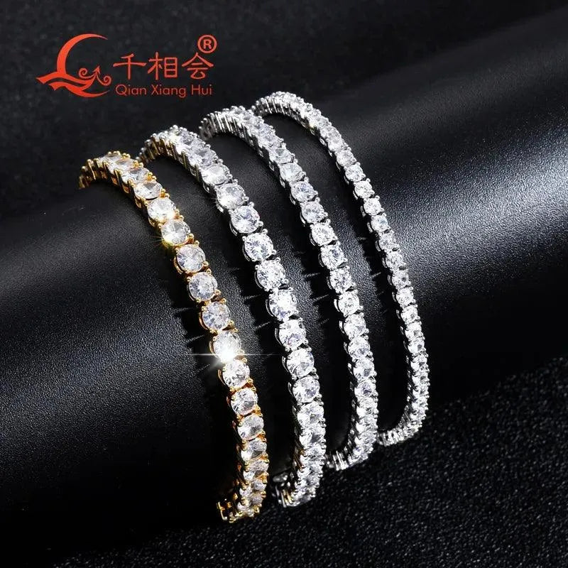 10K White Gold 3mm 4mm 5mm Luxury Tennis Bracelet with D VVS White Round Real Moissanite - Elegant Jewelry for Women, Perfect Gift for Wedding, Anniversary & Party - Ideal for Evening Events, Date Night & Special Occasions