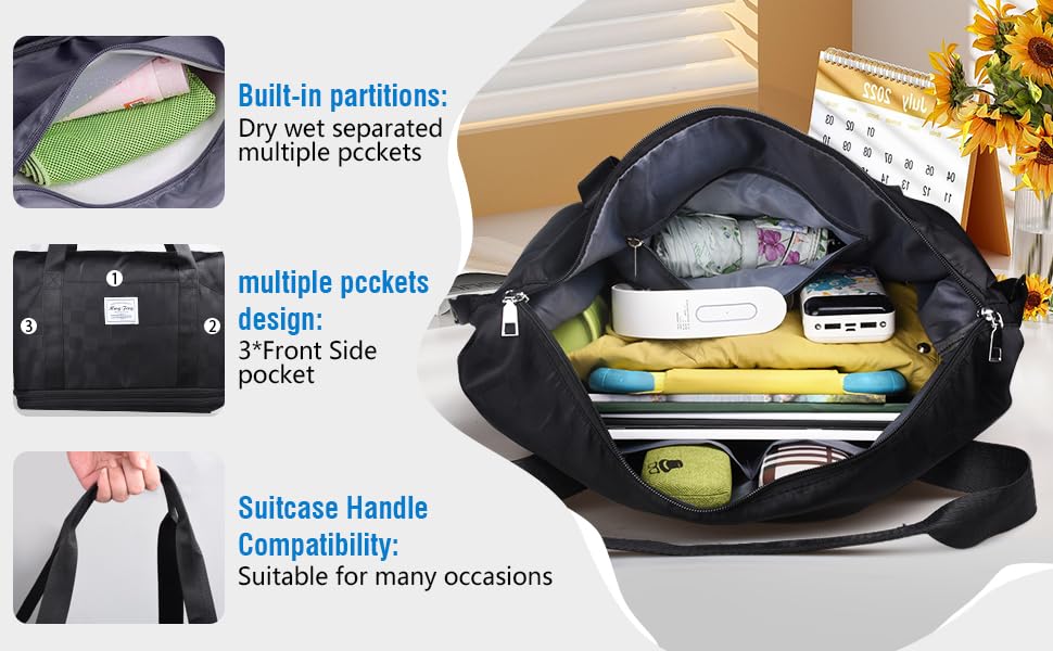 Expandable & Foldable Rolling Suitcase with Wheels - Detachable Carry-On Duffle Bag for Travel & Business | Large Collapsible Luggage for Men & Women | Perfect for Air Travel, Weekend Getaways & Gym Use