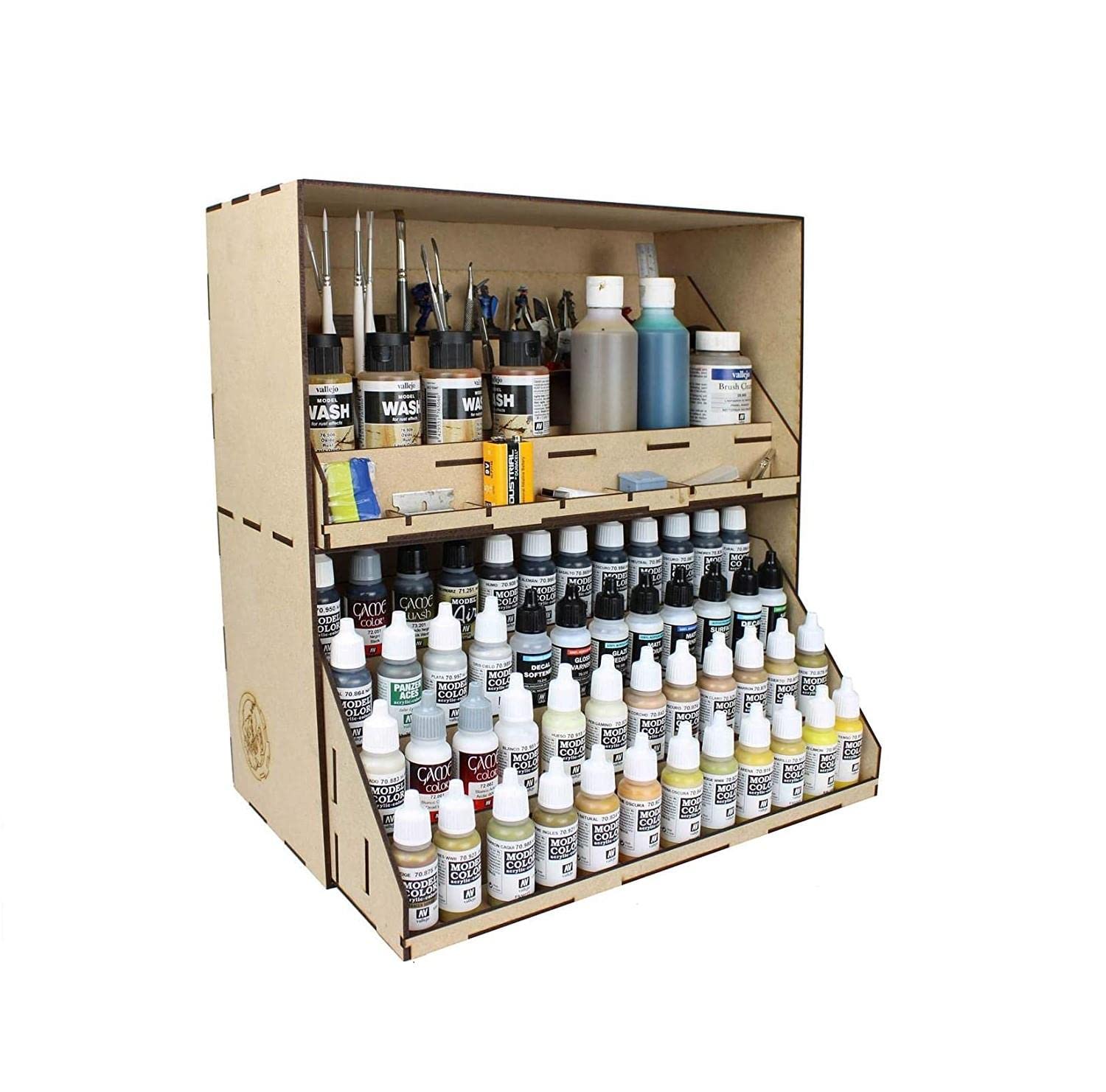 Stackable MDF Modular Paint Station System with Tool & Paint Drawers - Perfect for Wargame Miniatures, Model Figures, Diorama & Railroad Modeling Hobbyists - Ideal for Painting, Organizing & Crafting Workspaces