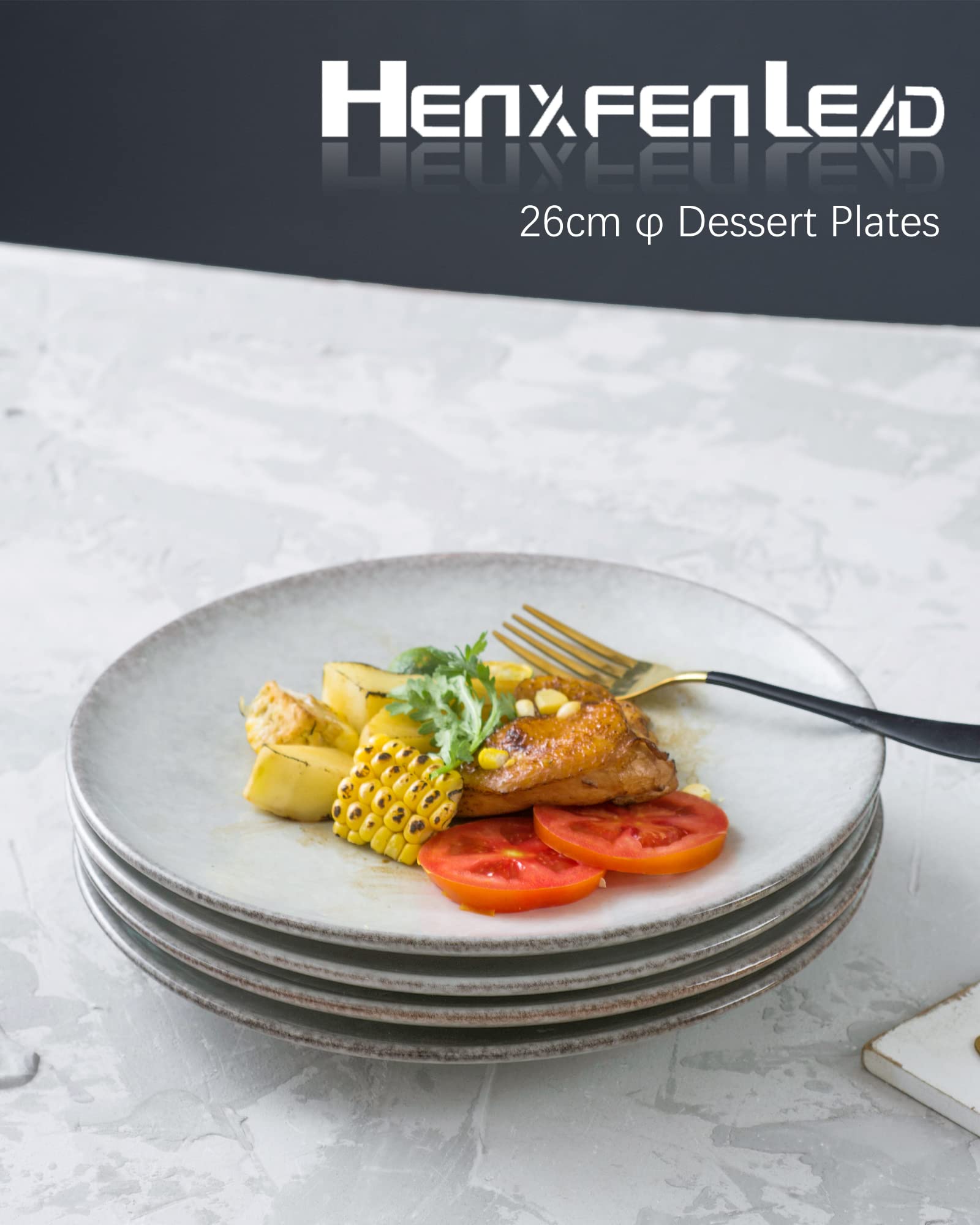 Premium 10-Inch Ceramic Dinner Plates Set of 4 - Scratch Resistant Stoneware Round Plates for Dessert, Salad & Serving | Dishwasher, Microwave & Oven Safe Dinnerware (Grayish-White) - Perfect for Family Dinners, Parties & Restaurant Use