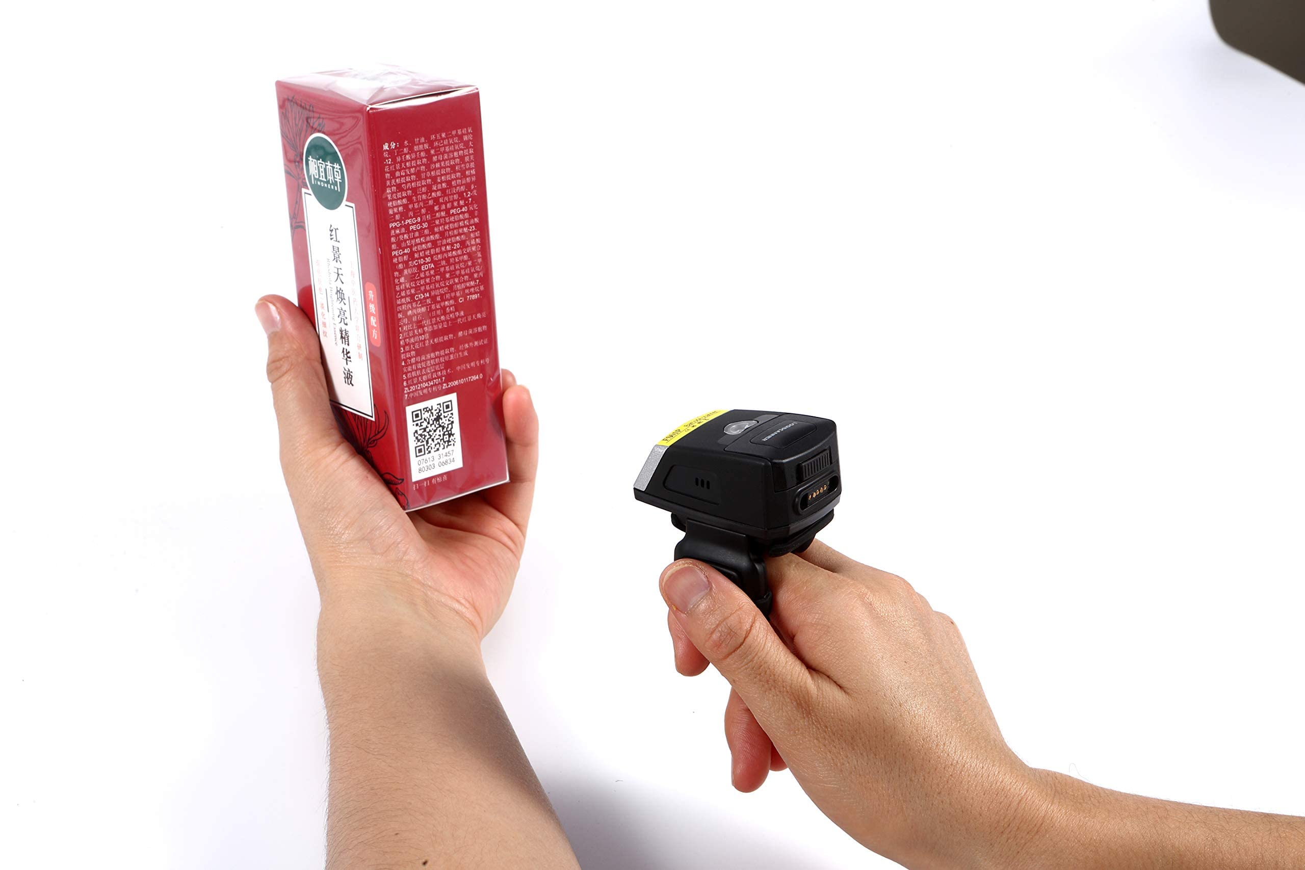 1D 2D Wireless Bluetooth Mini Ring Barcode Scanner - IP65 Waterproof, Compatible with Zebra SE4107, iOS & Android - Includes TPU+PC Case, 550mAh Replaceable Battery & Charger - Perfect for Retail, Warehouse & Inventory Management