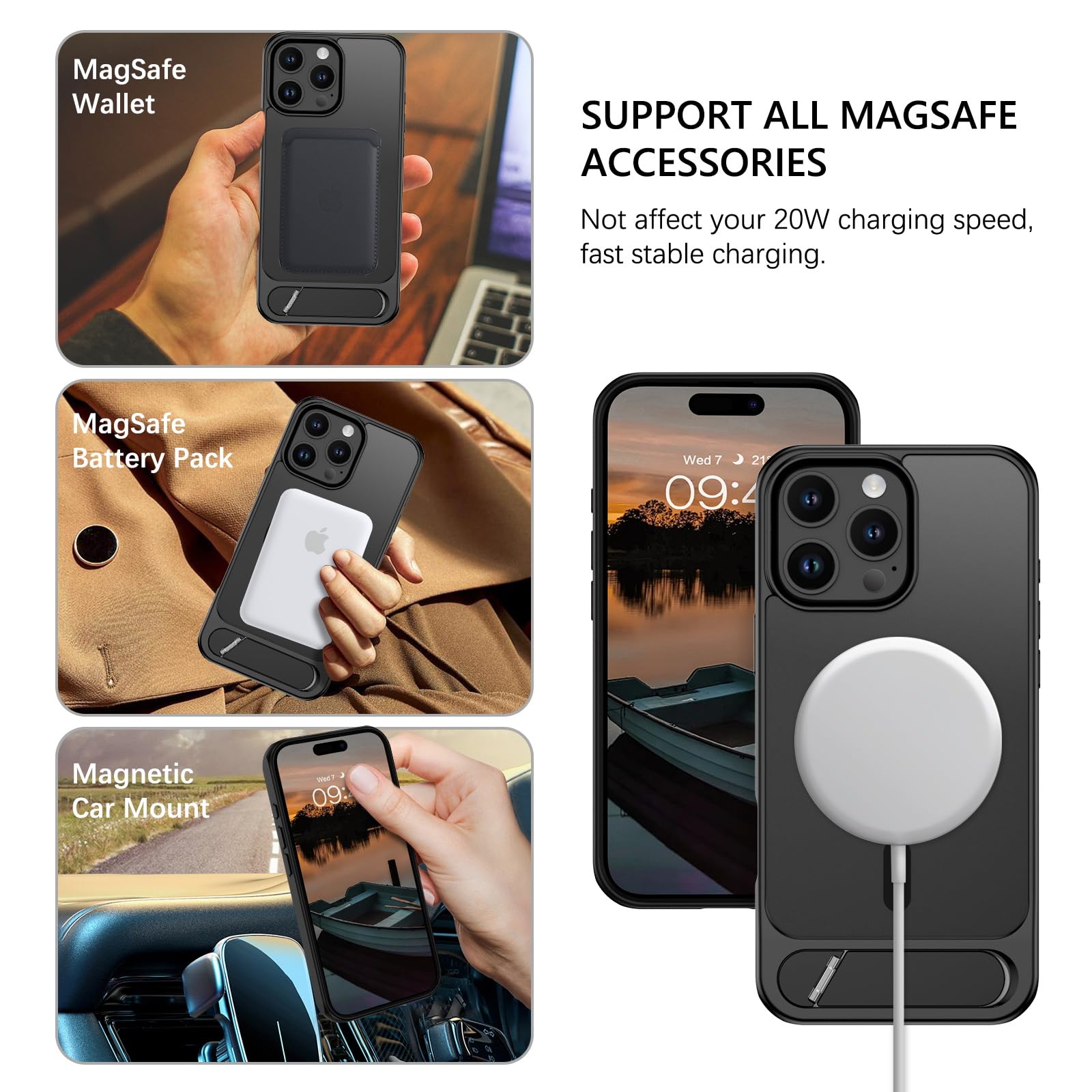 Magnetic iPhone 16 Pro Case with Invisible Kickstand | MagSafe Compatible | Military-Grade Shockproof | Slim Matte Translucent Cover for iPhone 16 Pro 6.3