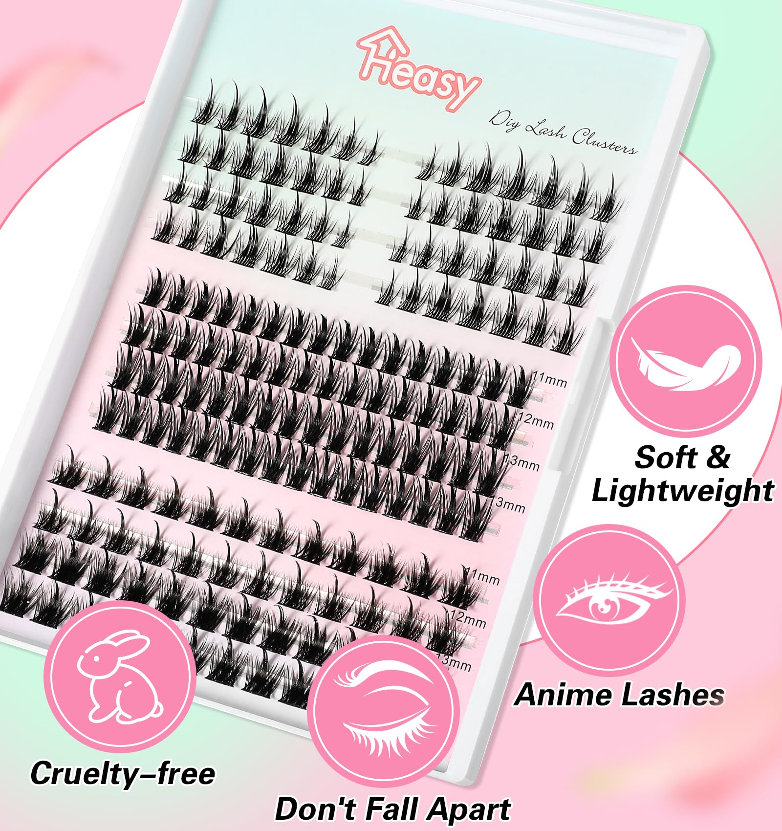 Anime Lash Clusters 168Pcs - 3 Styles Wispy Natural Lashes for Cosplay & Korean Makeup
