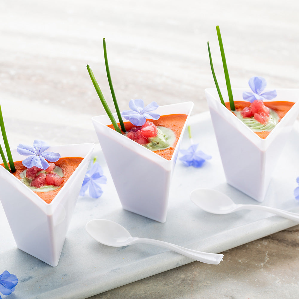 4 oz White Plastic Torcente Dessert Cups - 3 x 2.5 x 2.75 Inches - Pack of 100 - Perfect for Ice Cream, Pudding, Parfaits & Party Serving