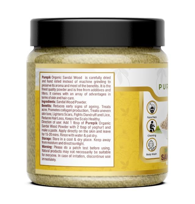 Organic Sandalwood Powder for Face Pack - 200g | Natural Chandan Powder for Glowing Skin & Acne Treatment | 1 Count | DIY Skincare, Ayurvedic Beauty Rituals & Spa Treatments