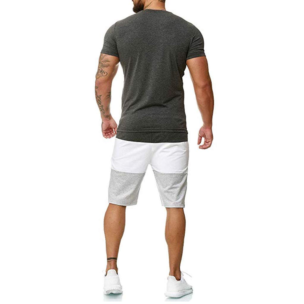 Men's 2 Piece Lounge Tracksuit Set - Short Sleeve Casual Sportswear for Gym, Running & Home Relaxation - Lightweight Comfortable Leisure Outfit