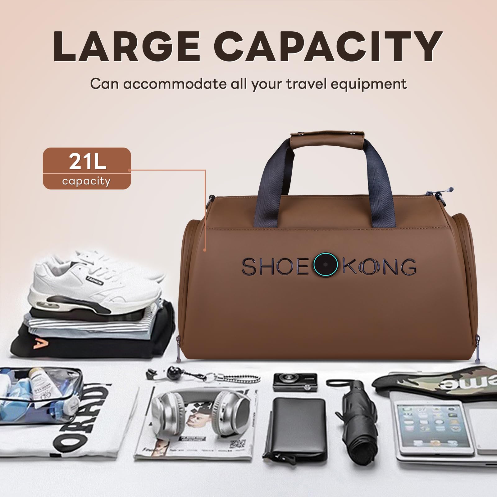 Custom LED Light Golf Tennis Gym Bag - Odor Removal & Waterproof Shoe Compartment - Personalized Travel Duffel for Men & Women - Perfect for Sports, Gym, Travel & Outdoor Activities