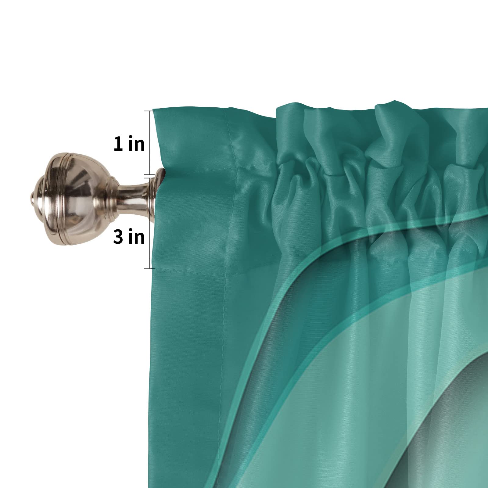 Modern Geometric Rod Pocket Valance - Green Abstract Beach Design Window Treatment (54