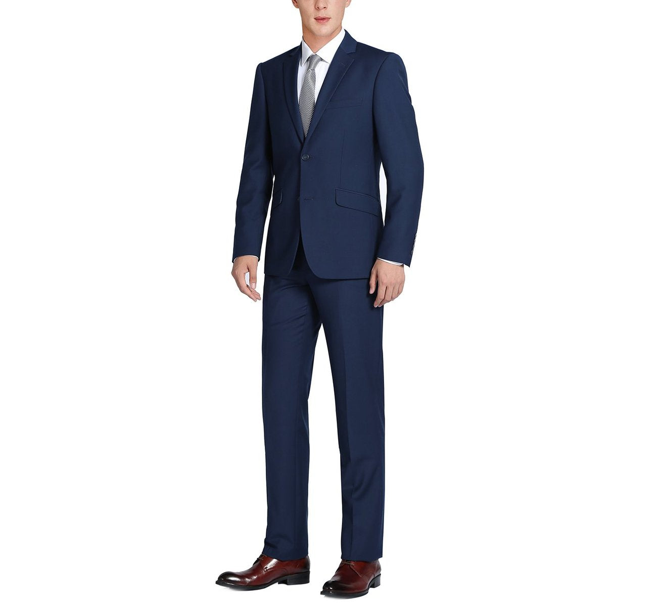 Alessandro Vitello by Renoir 2-Piece Slim Fit Notch Lapel Solid Suit for Men | Business Formal & Wedding Attire | Premium Italian Wool Blazer & Dress Pants Set