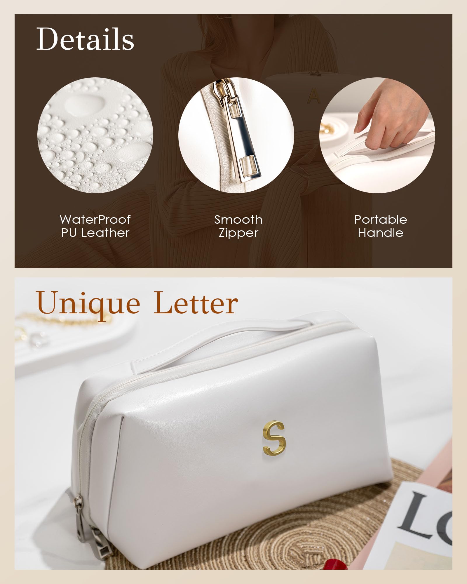 Personalized Waterproof Makeup Bag with Dividers - Perfect Easter, Wedding, Graduation, Teacher Appreciation & Mother's Day Gift for Teen Girls & Women - Great for Travel, Cosmetics Storage & Daily Organization