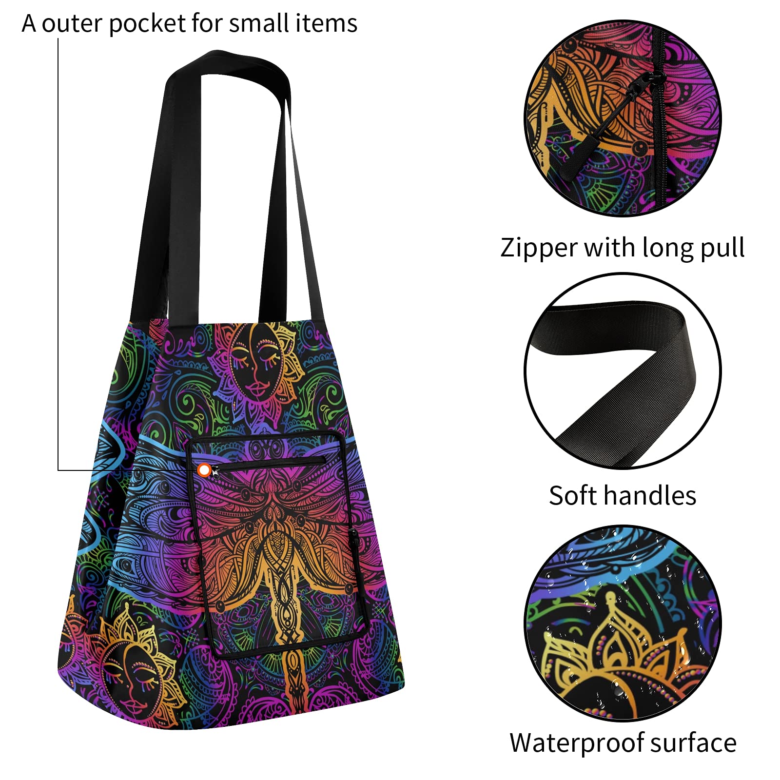 Stylish Large Tote Bag for Women - Lightweight Reusable Grocery Shopping Bag with External Pockets - Perfect for School, Work, Travel & Daily Use