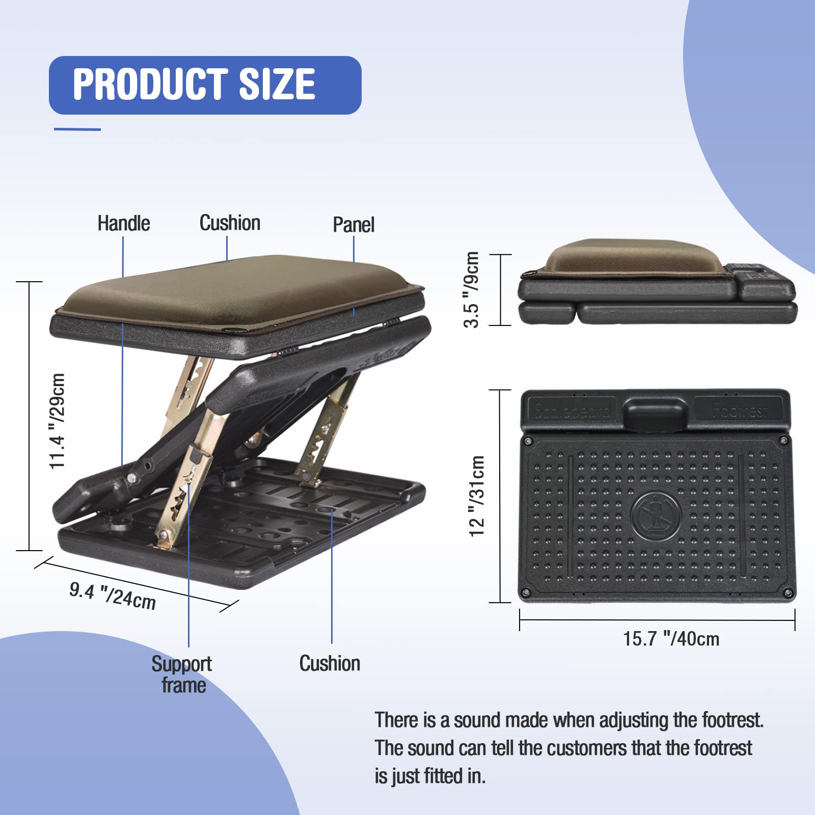 4-Level Height Adjustable Ergonomic Foot Rest for Under Desk - Foldable Office Footrest with Soft Removable Pad for Computer Work, Gaming & All Seasons Use (Brown Plus) - Perfect for Home Office, Workstation & Long Sitting Comfort