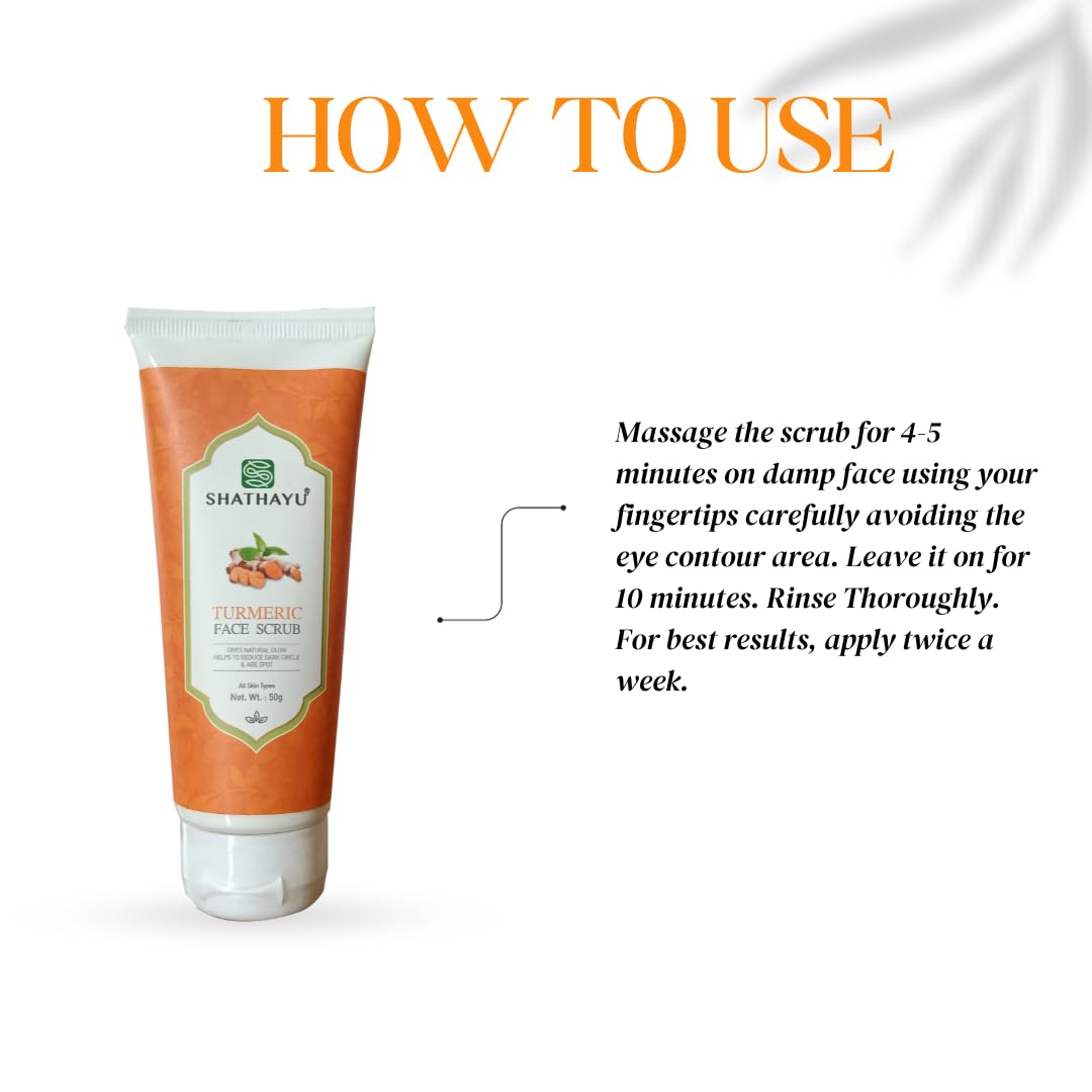 Shathayu Turmeric Face Scrub - Natural Exfoliating Cleanser for Glowing Skin | Brightening & Anti-Aging Facial Treatment | Perfect for Daily Skincare Routine & Spa Days