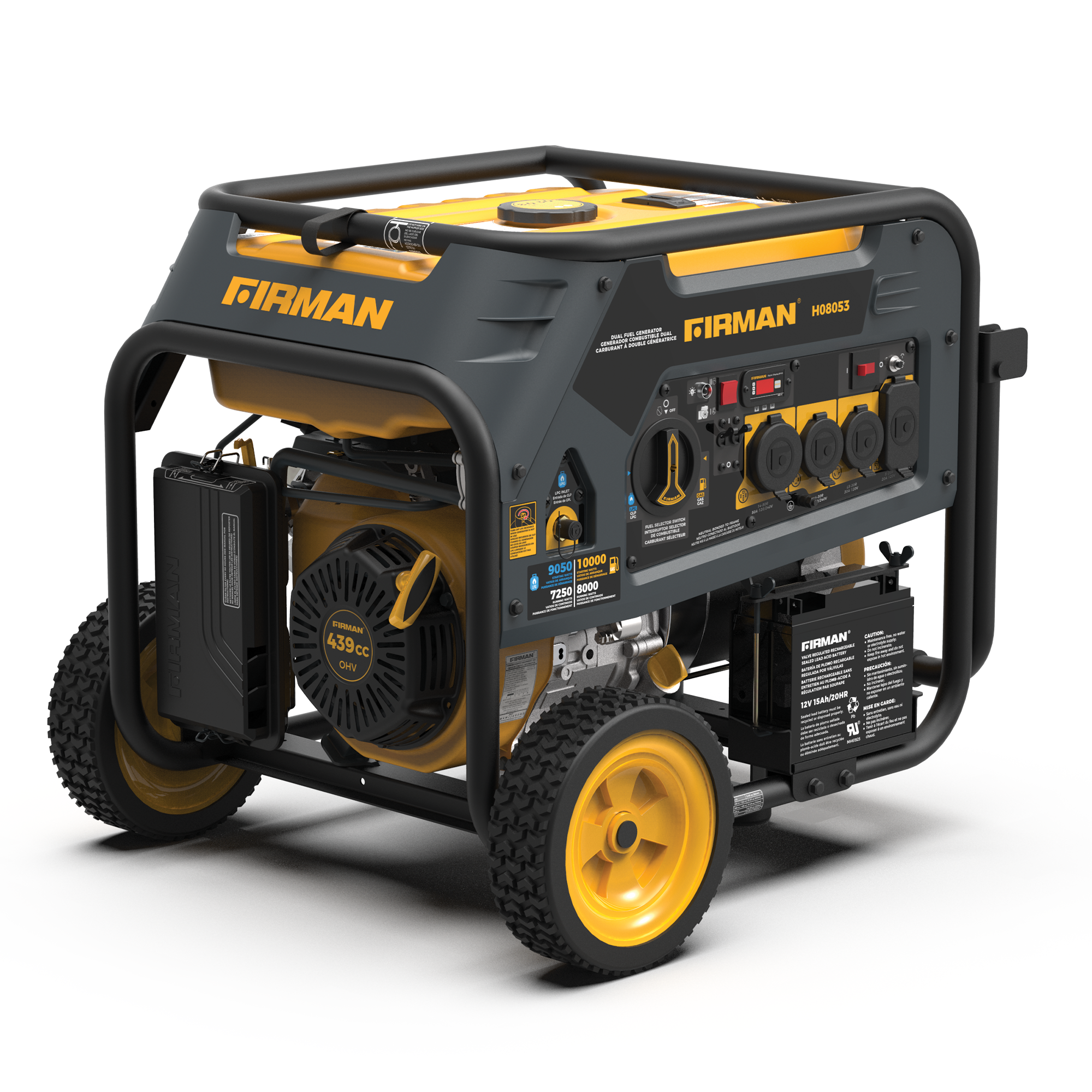 8000W Dual Fuel Portable Generator with Electric Start - 120V/240V for Camping, Home Backup & Outdoor Power Supply