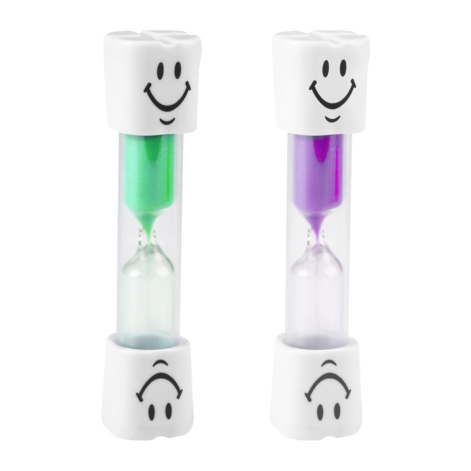 LANAFAY 2-Pack 3-Minute Sand Timer for Kids Toothbrushing & Kitchen Use - Colorful Smiley Hourglass for Brushing Teeth, Exercise, Cooking & Classroom Activities