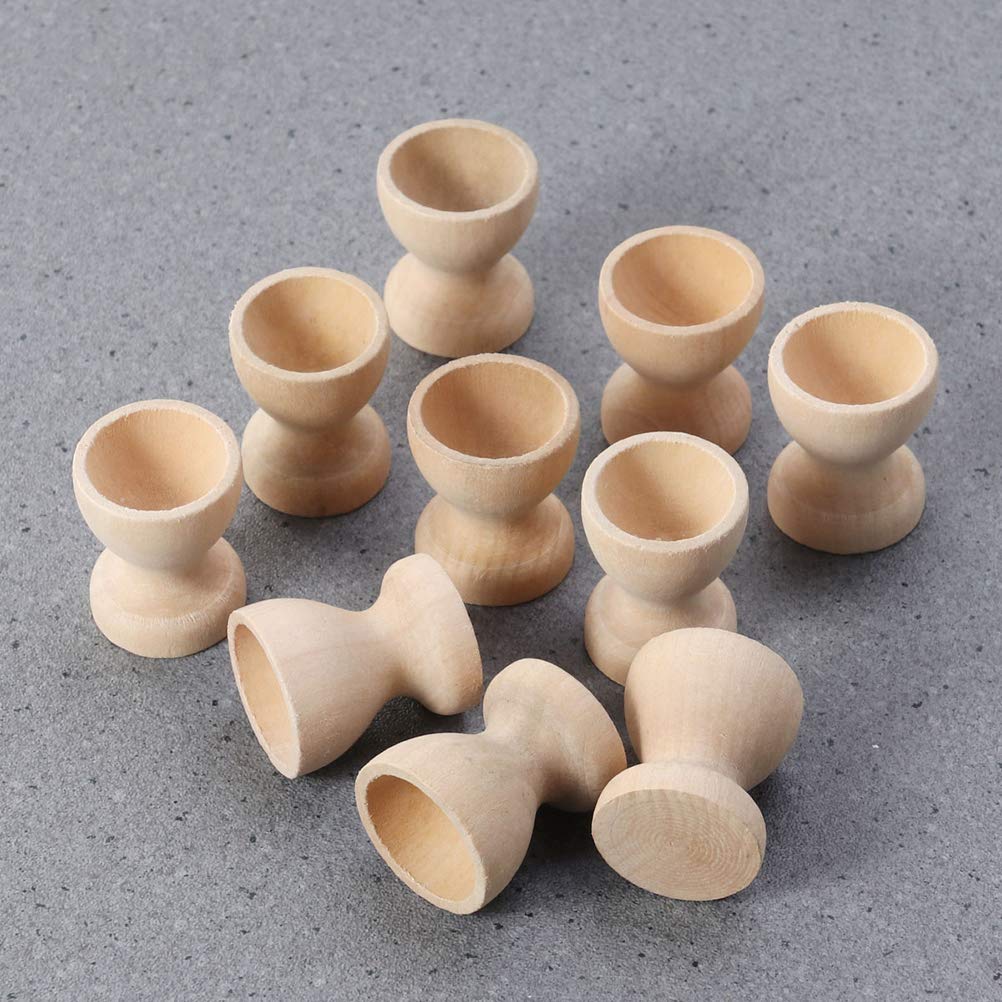 PRETYZOOM 12-Piece Wooden Egg Holder Set - Kitchen Countertop & Refrigerator Egg Storage Tray - Natural Wood Egg Cups for Home Organization, Breakfast Display & Party Favors - Perfect for Easter Decor, Farmhouse Kitchen & Brunch Serving