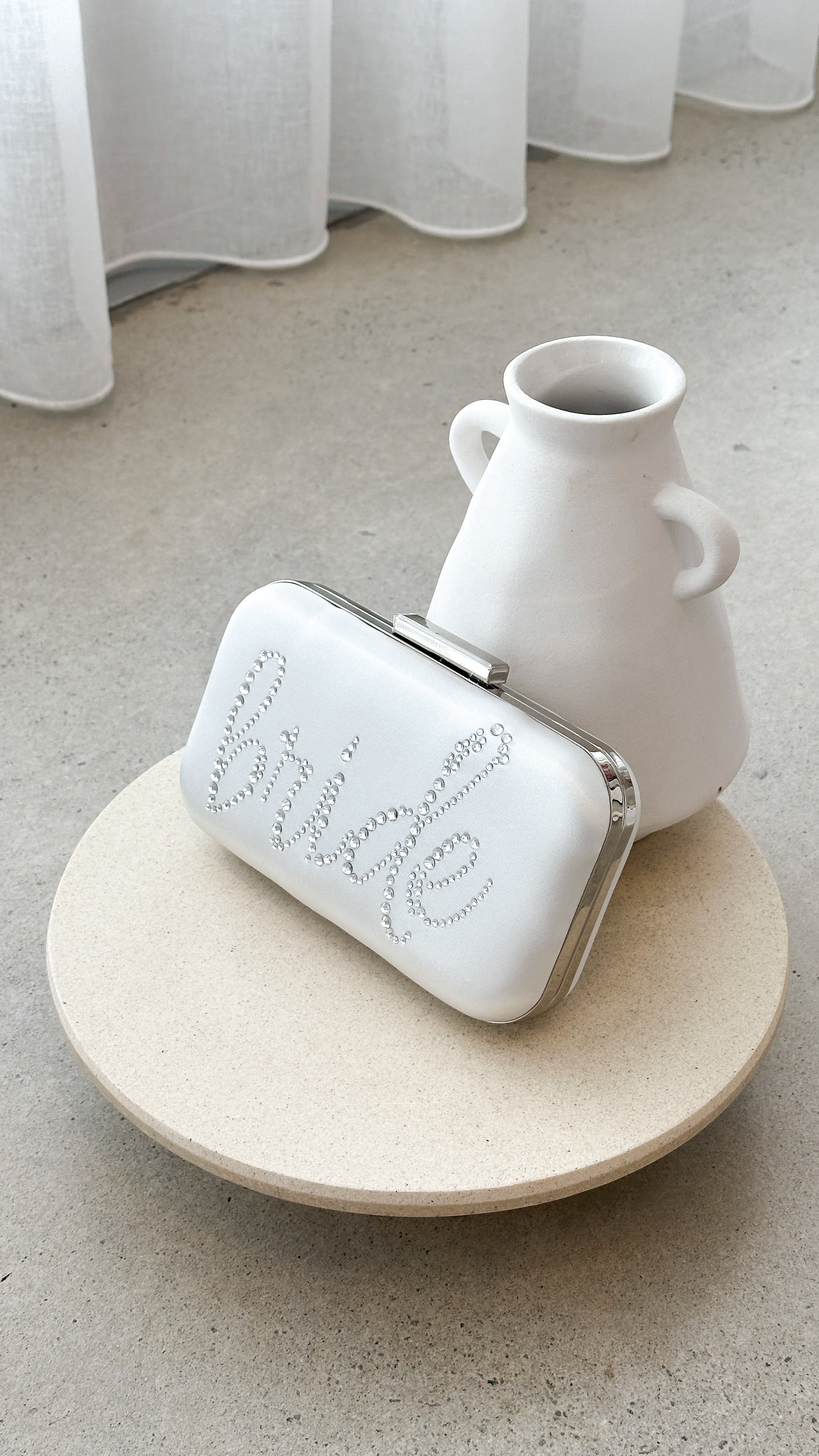 Elegant Silver Satin Bridal Clutch for Wedding - Perfect for Bride's Special Day & Formal Events