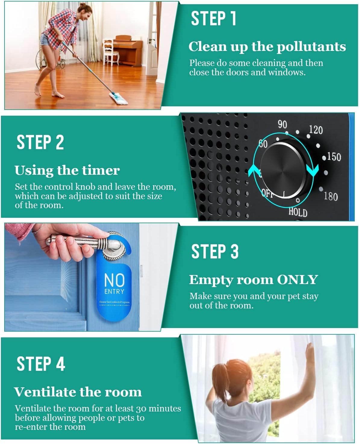 Tiiroy 30000MG Ozone Generator for Home & Car - Eliminate Odors, Purify Air in Bedrooms, Kitchens, Cars & Offices