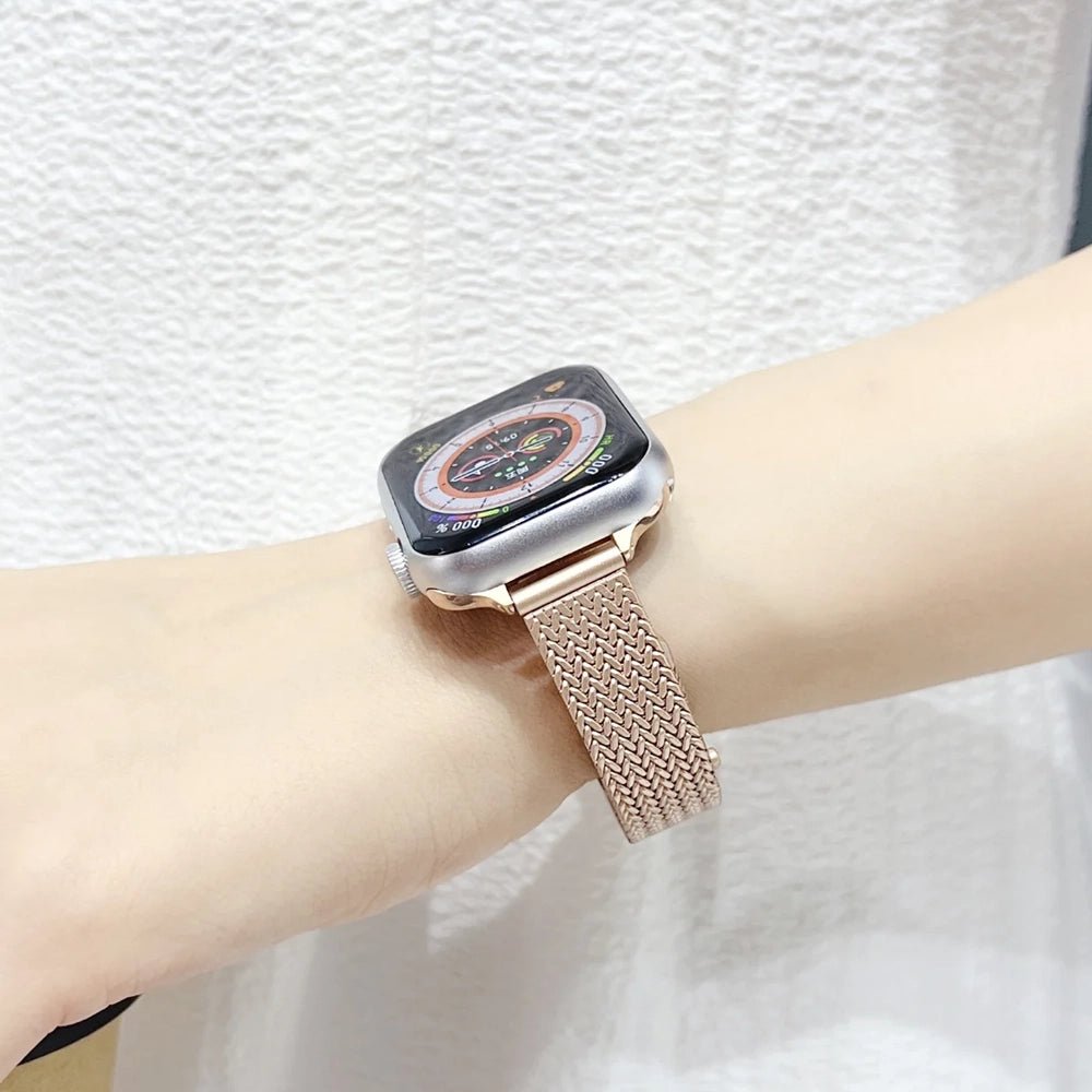 Slim Stainless Steel Apple Watch Band for Women - Elegant & Durable Replacement Strap - Perfect for Workouts, Office & Everyday Wear